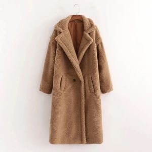 #53 Light Brown Sherpa Teddy Faux Fur Coat